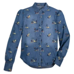 Disneyland Her Universe Chemise En Jean Mickey Et Pluto Style BD Pour Femmes